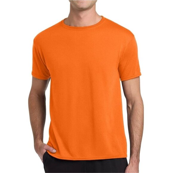 NWOT Lands' End Men's XL Orange Short Sleeve Active T-Shirt Polyester Blend - Picture 1 of 7